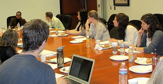 Dr. Wendy Sutherland with lecture participants