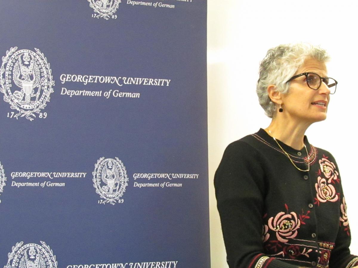 Dr. Irene Kacandes during her lecture on Julius Posener.
