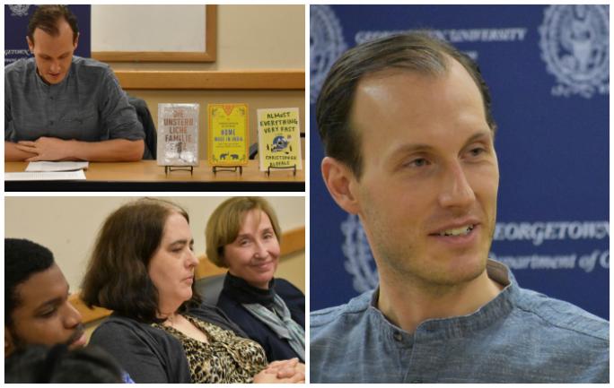 Max Kade Writer-in-Residence Christopher Kloeble and department faculty and students during a reading on February 23, 2018