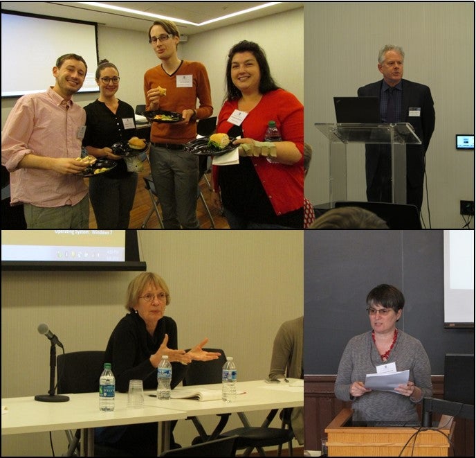 clockwise from upper left: Grad students Forrest Finch, Meghan O'Dea, Willi Barthold, and Aleksandra Starcevic; Dr. Jeffery Anderson; Dr. Barbara Mennel; Dr. Monika Shafi