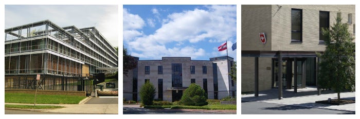 German, Austrian, and Swiss embassies in Washington, DC