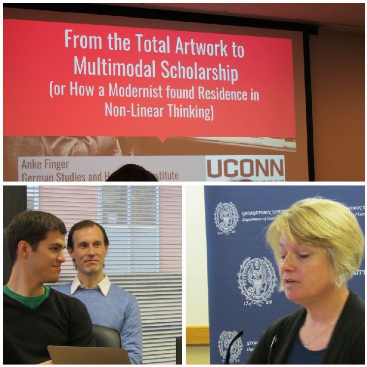 Anke Finger, lower right, during her lecture at Georgetown University