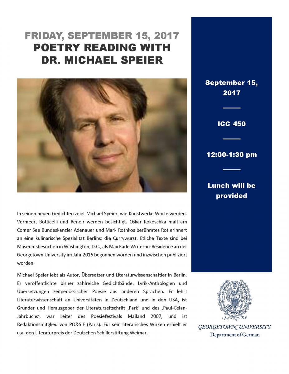 Poetry Reading with Dr. Michael Speier