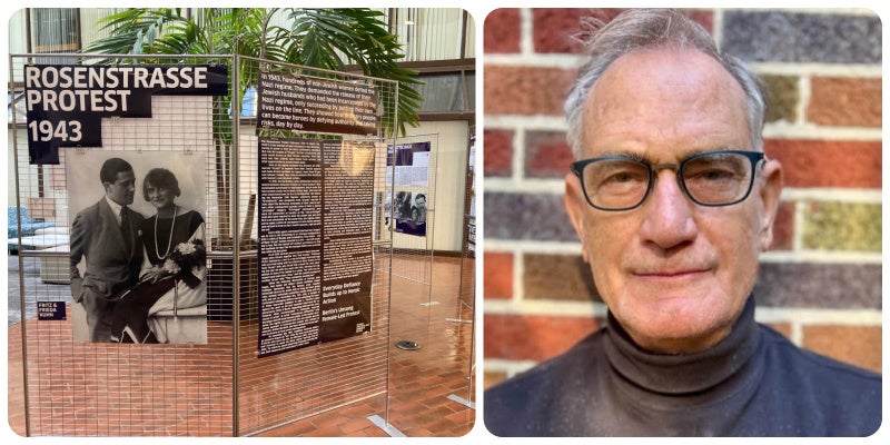 Dr. Stolzfus and the poster display in the ICC galleria