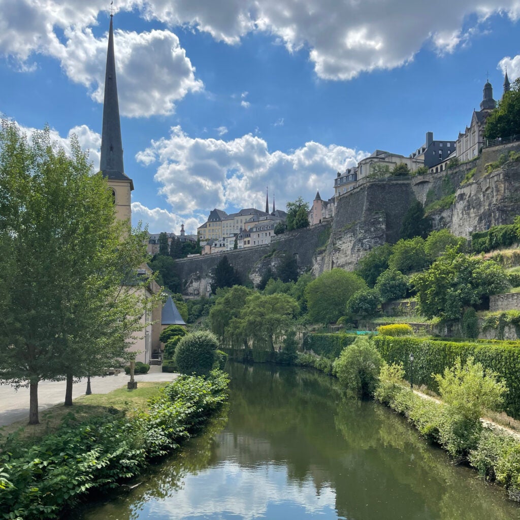 River and buildings in Trier, Germany