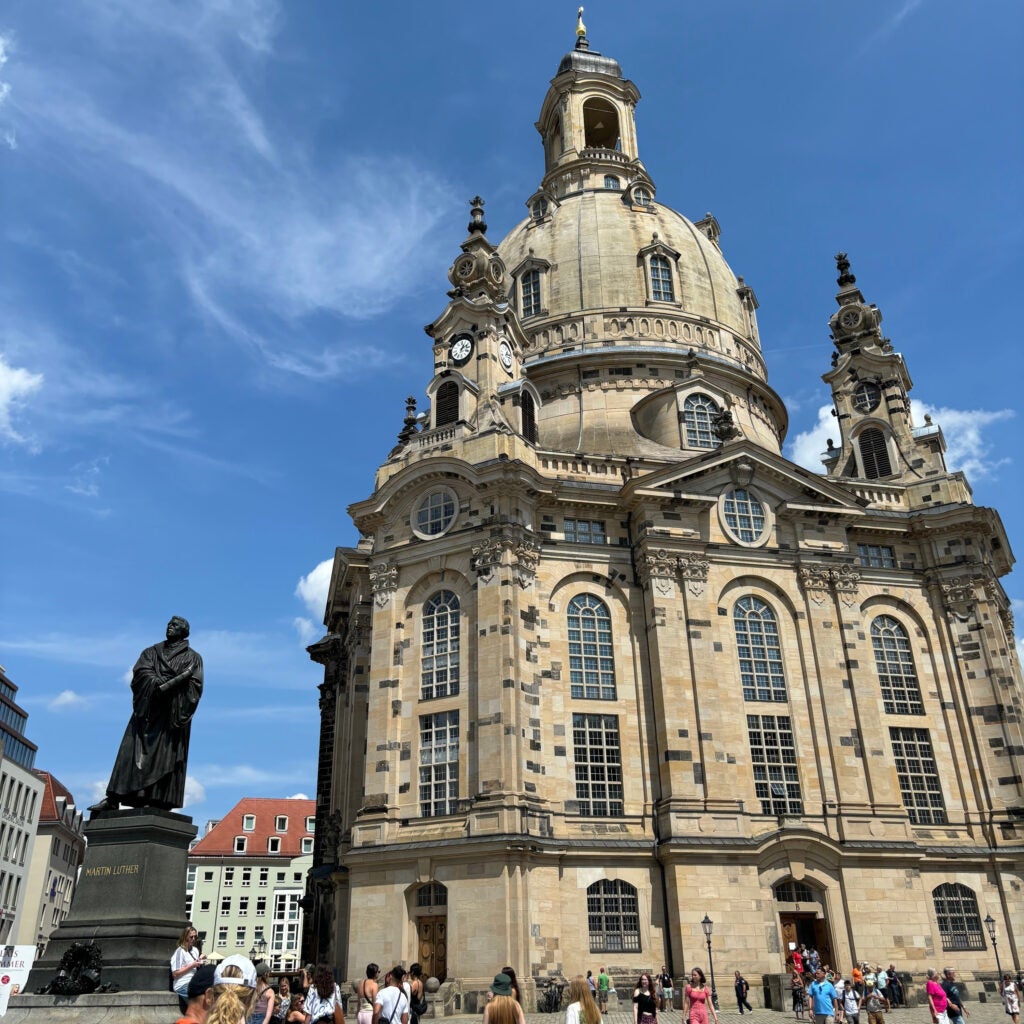 The Frauenkirche and statue of Martin Luther in Dresden, Germany