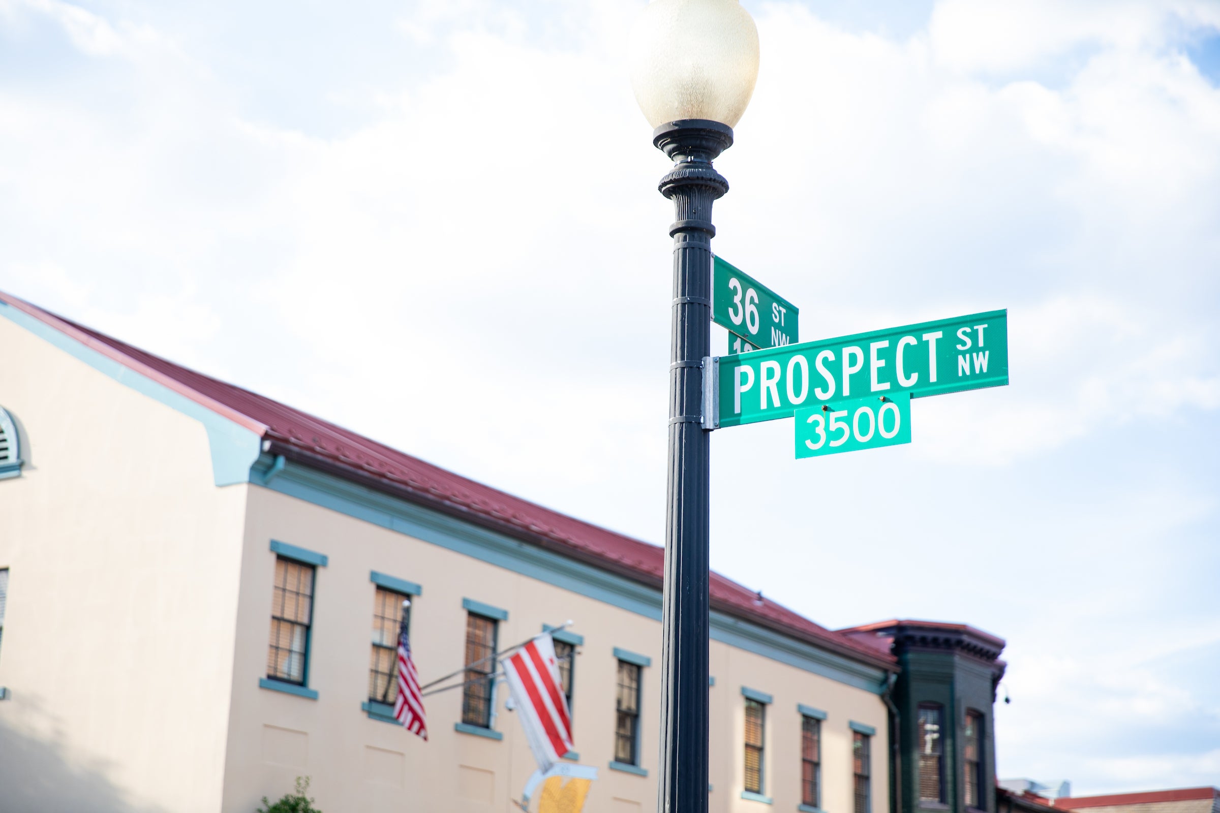 Street sign for 36th St NW and Prospect St