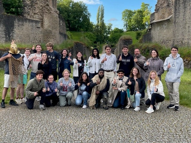 Georgetown-in-Trier participants pose following a tour of the Roman amphitheater in Trier. 