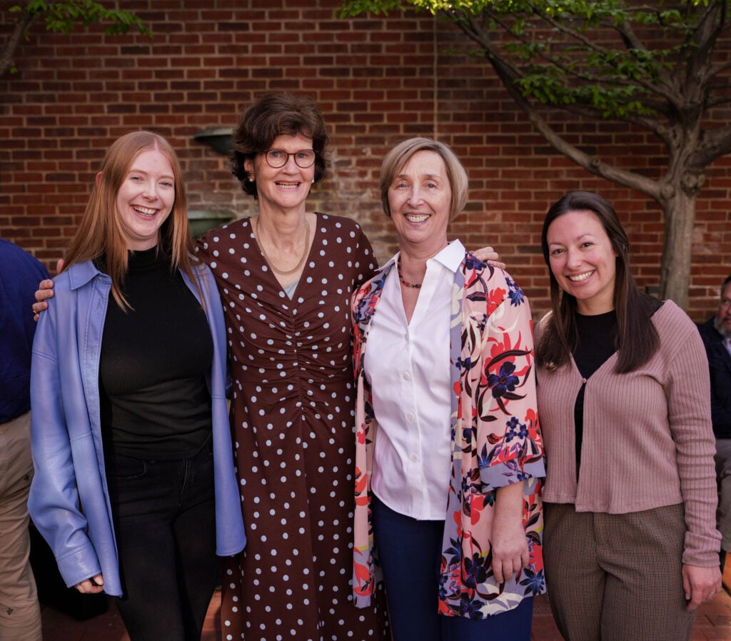 Lorna McCarron, Friederike Eigler, Astrid Weigert, and Katie Lightfoot stand together as the Gegenwartsliteratur editorial team