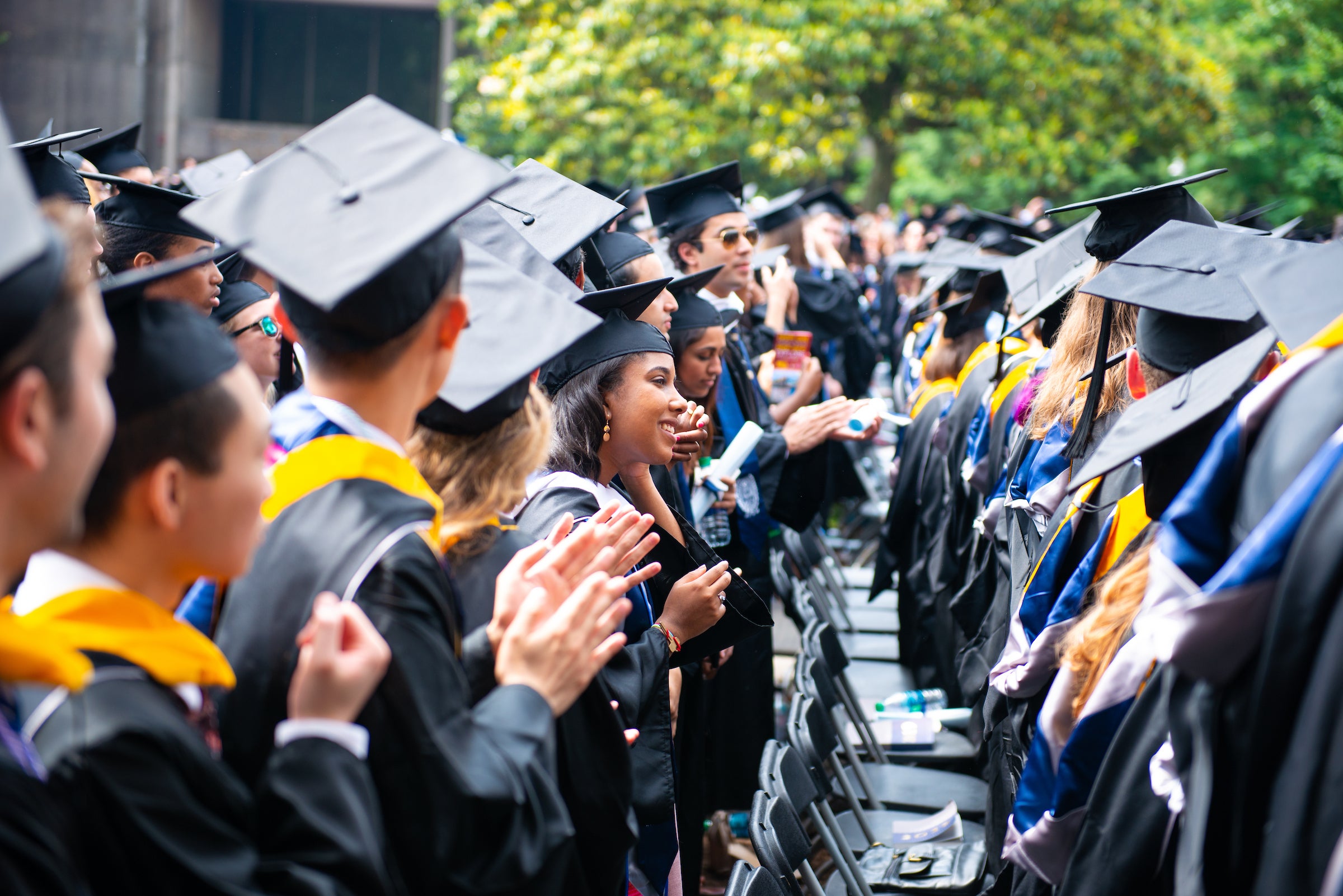 Graduating students in their caps and gowns